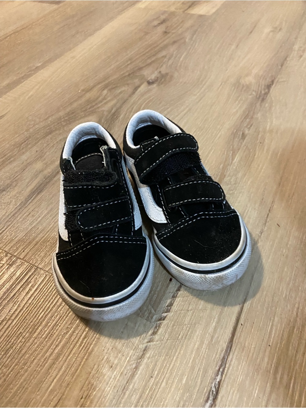Vans Kids Black and White Velcro Skate Shoes